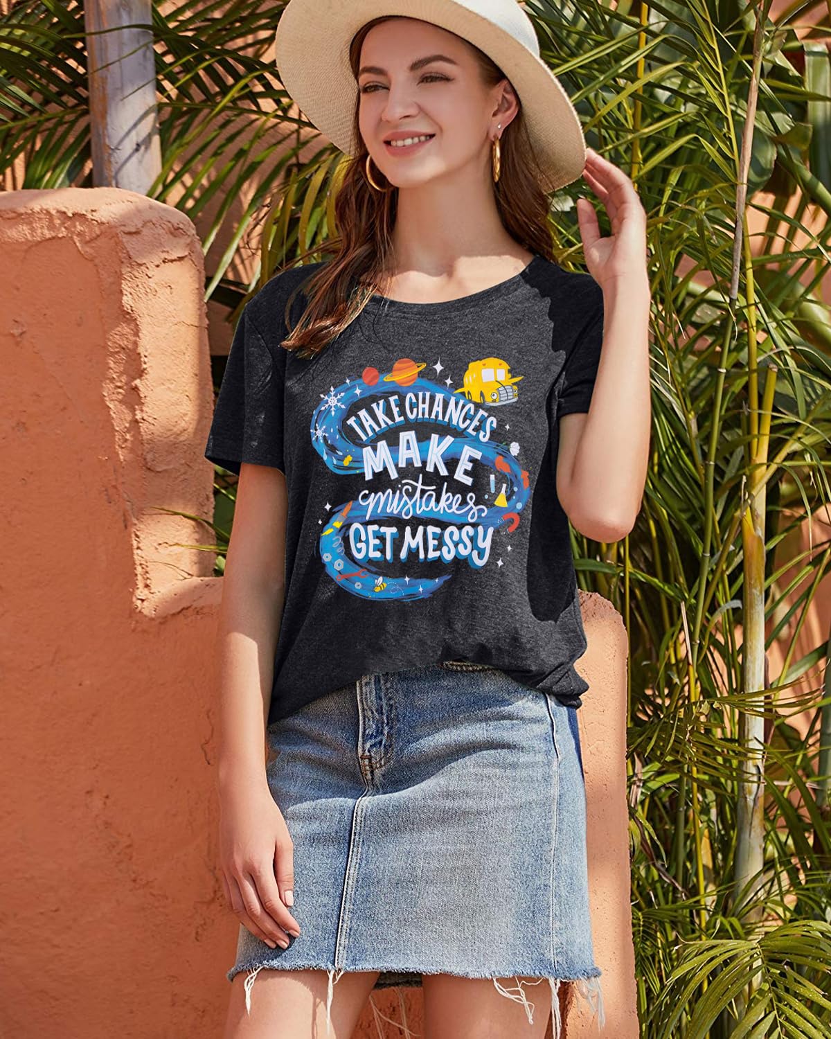 Funny Teacher T-Shirt - Take Chances Make Mistakes Get Messy Graphic Tee - Short Sleeve Casual Top for Educators - Perfect for Back to School, Classroom Teaching & Teacher Appreciation Gifts