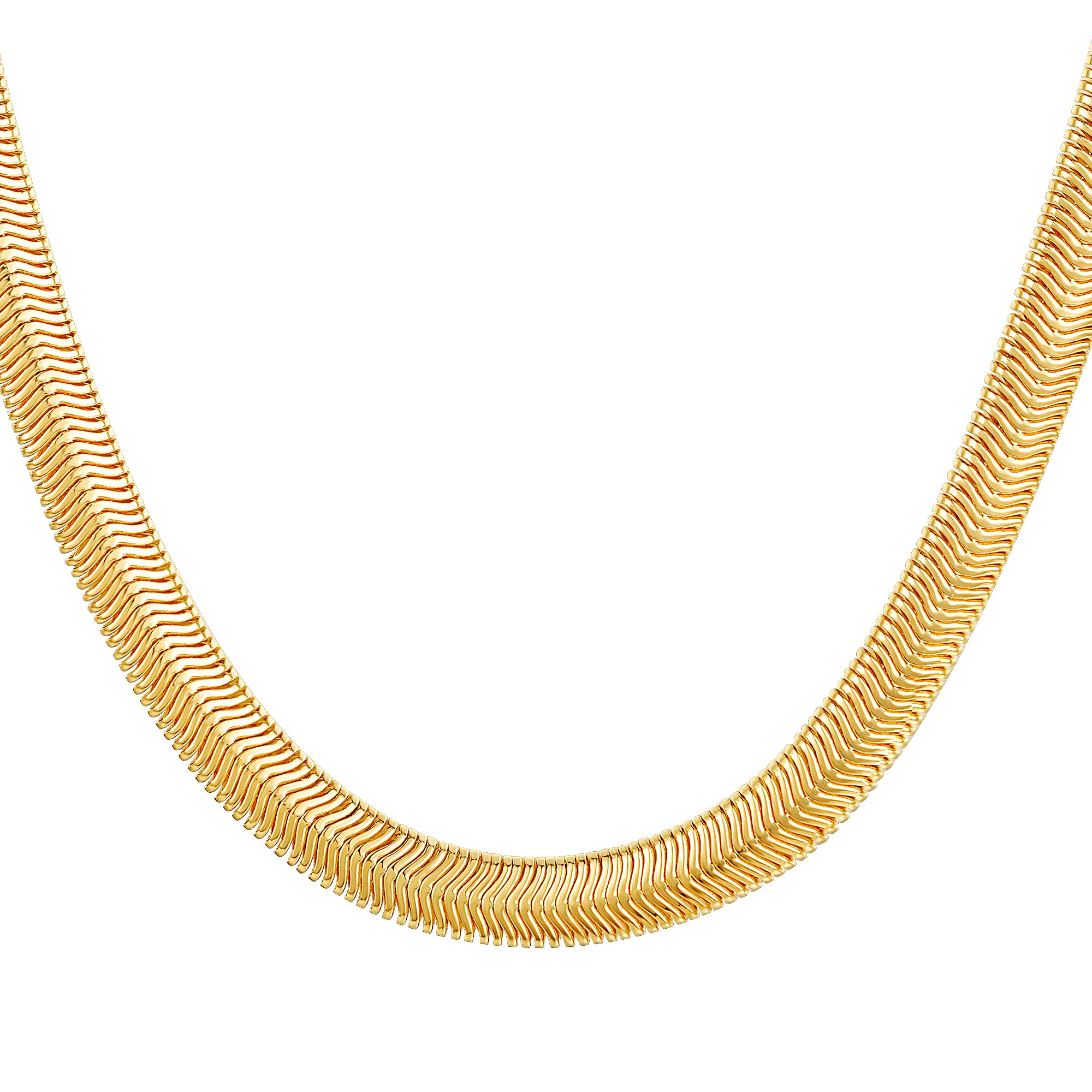 14K Gold Filled Dainty Herringbone Choker Necklace for Women - Thin & Chunky Layered Paperclip Rope Snake Chain - Perfect for Teen Girls Gifts, Everyday Wear, Date Night & Special Occasions