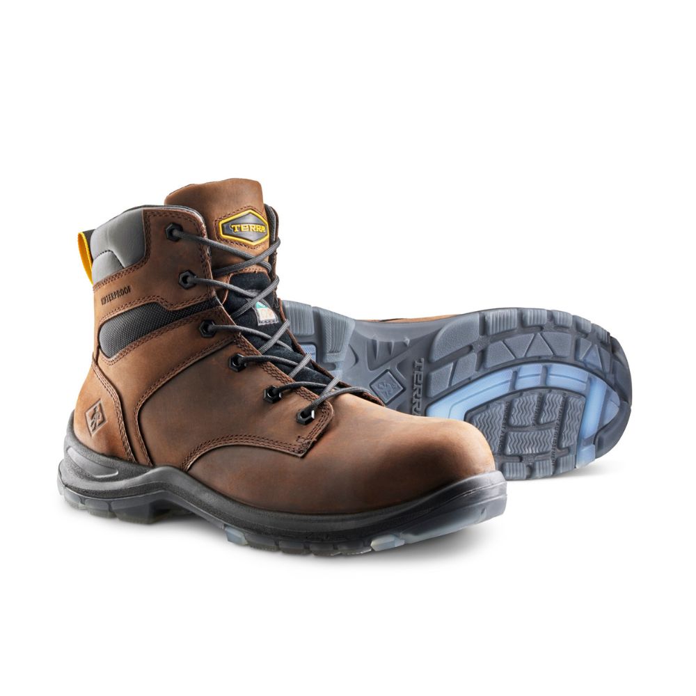 Terra Byrne Unisex 6-Inch Waterproof Composite Toe Work Boots TR0A839BDBX - Brown Safety Shoes for Construction, Warehouse & Outdoor Work