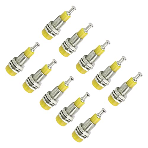 2mm Banana Jack Socket - Female Banana Plug Connector J.40006 (30V AC/60V DC, 10pcs) for Electronics - Yellow | Ideal for Test Leads, Power Supplies & DIY Projects