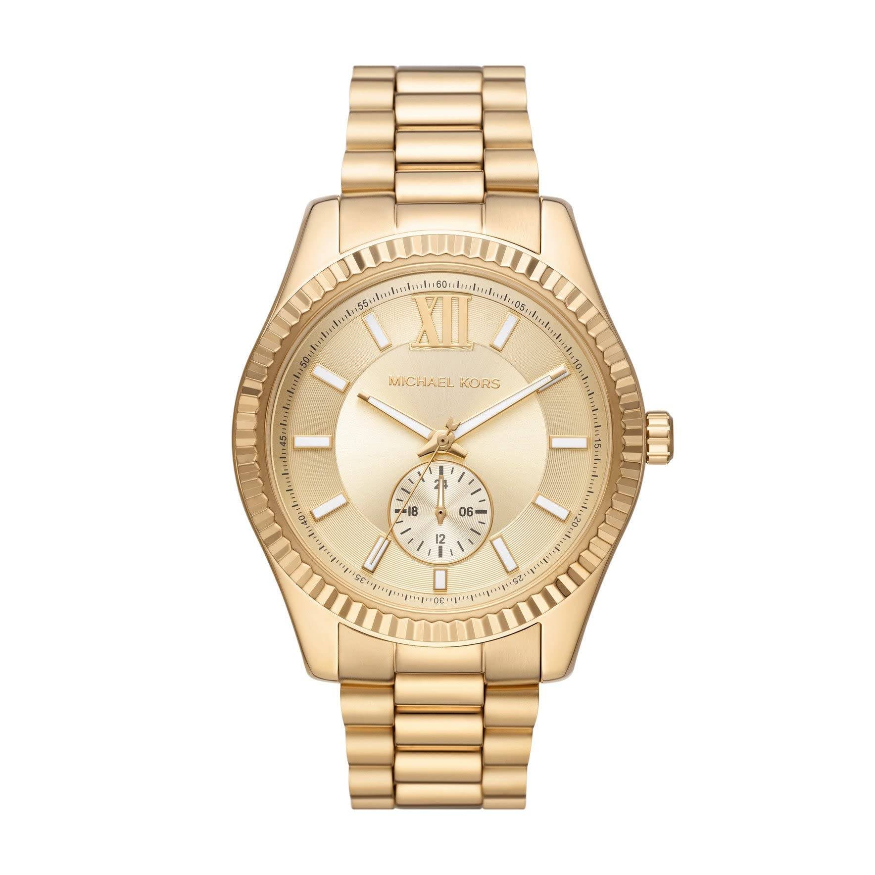 Michael Kors Lexington Chronograph Stainless Steel Watch for Men - Waterproof Luxury Dress Watch with Date Window, Perfect for Business, Formal Events & Everyday Wear