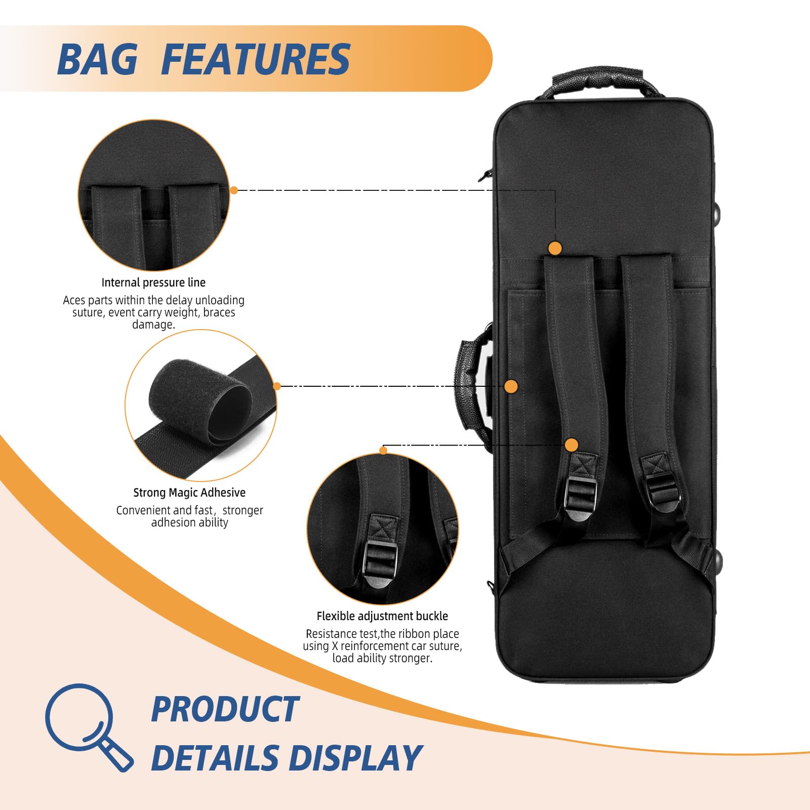 Tenor Saxophone Case with Wheels - Durable Roller Bag & Backpack for Tenor Sax, Thick Padded Shoulder Strap & Handle Strap - Perfect for School Bands, Jazz Performances & Travel