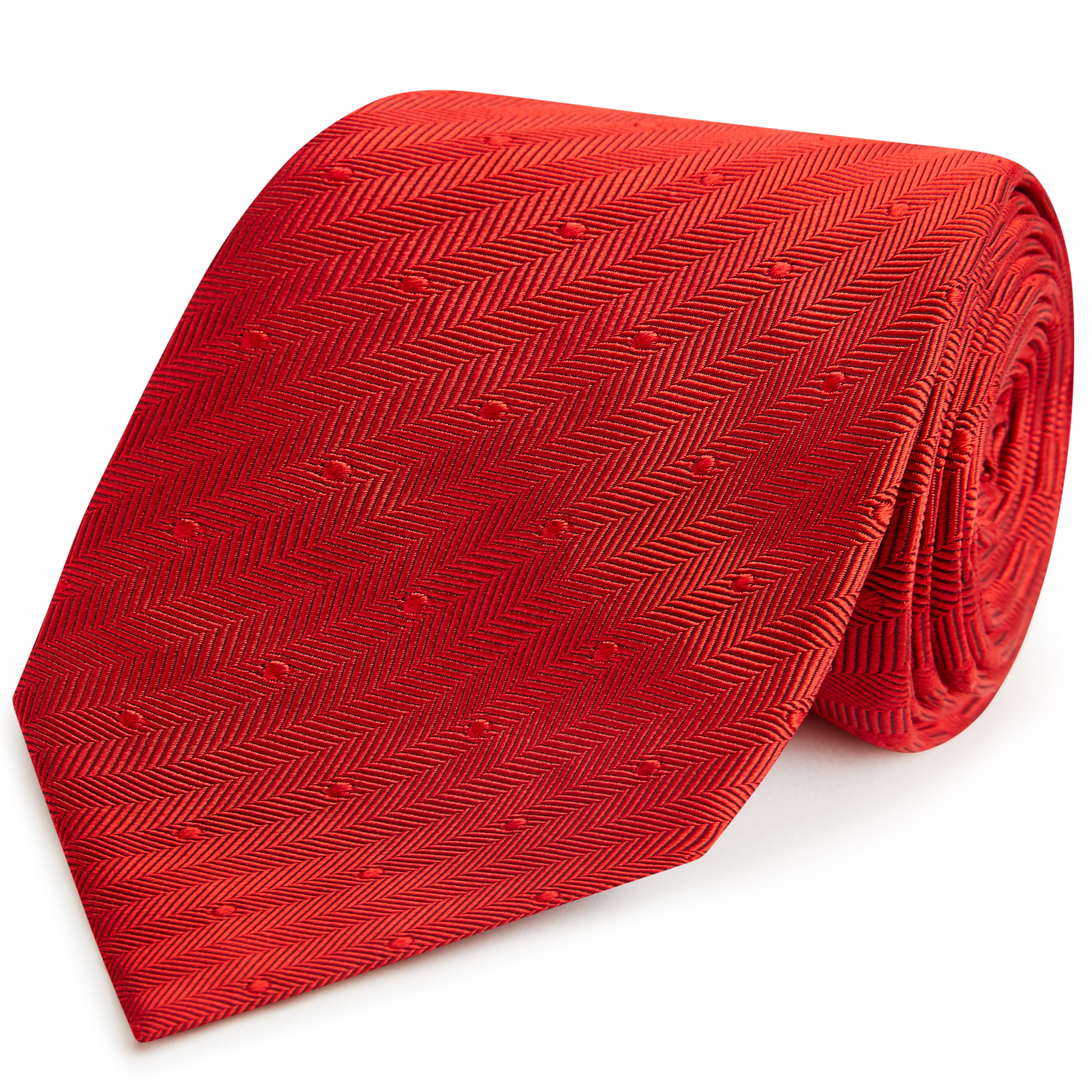 Elegant Red Spot Herringbone Woven Silk Tie for Men - Perfect for Business, Weddings & Formal Occasions