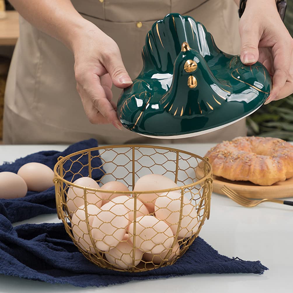 1pc Decorative Iron Art Egg Basket - Handheld Kitchen Egg Holder & Fruit Storage Basket for Farmhouse, Easter Decor, and Rustic Kitchen Organization