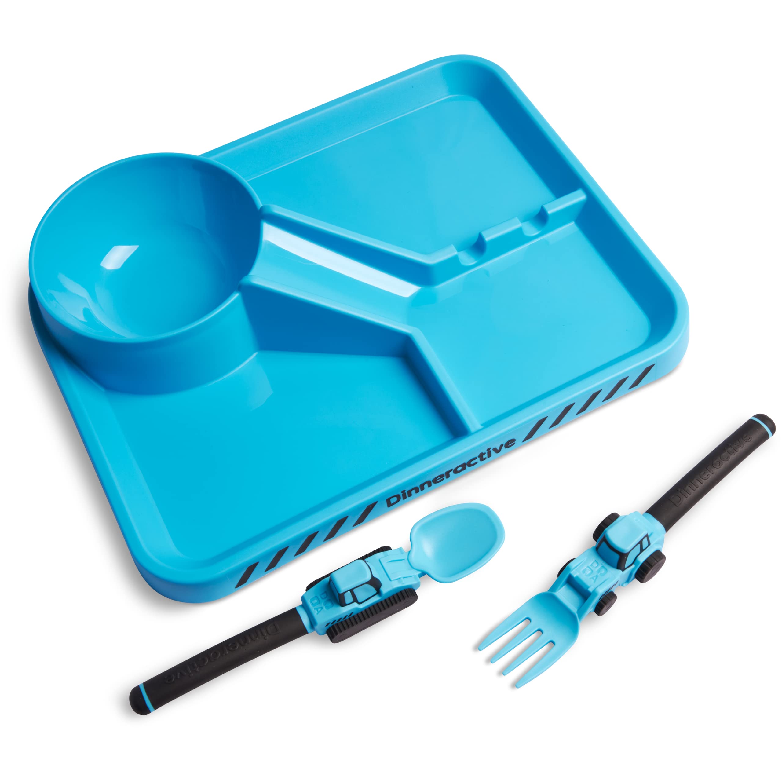 Kids Construction Themed Dinner Set - 3-Piece Tractor Utensils, Toddler Plates & Baby Dishes for Fun Mealtime | Perfect for Birthday Gifts, Daycare & Family Dining