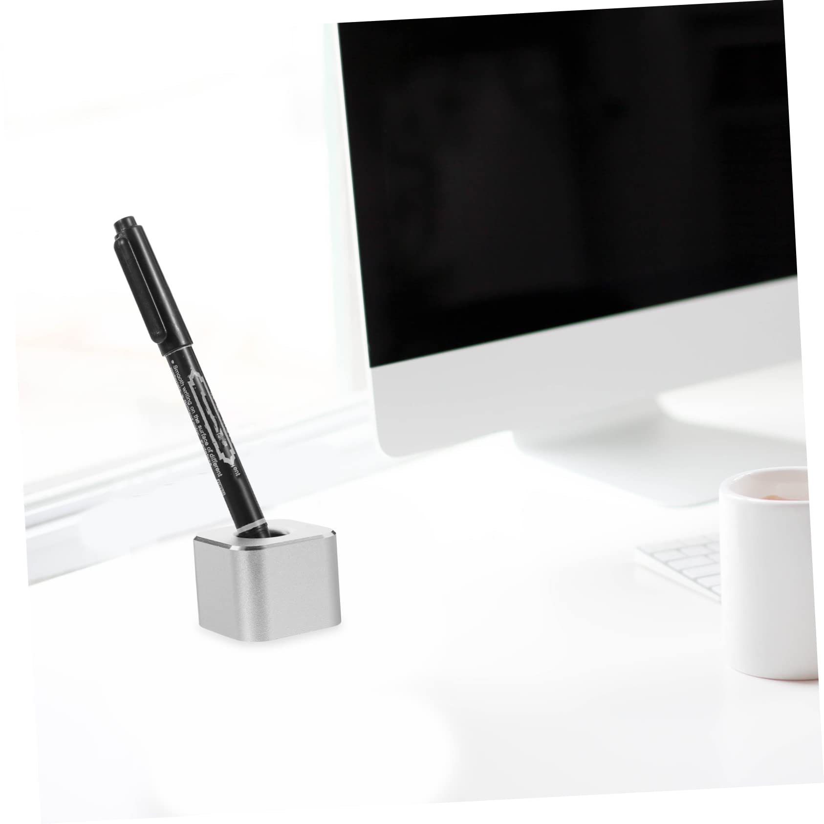 EXCEART 2-Pack Aluminum Alloy Pen Holder - Silver Metal Desk Organizer for Office & Home - Perfect for Cubicles, Study Tables, and Workspace Decor