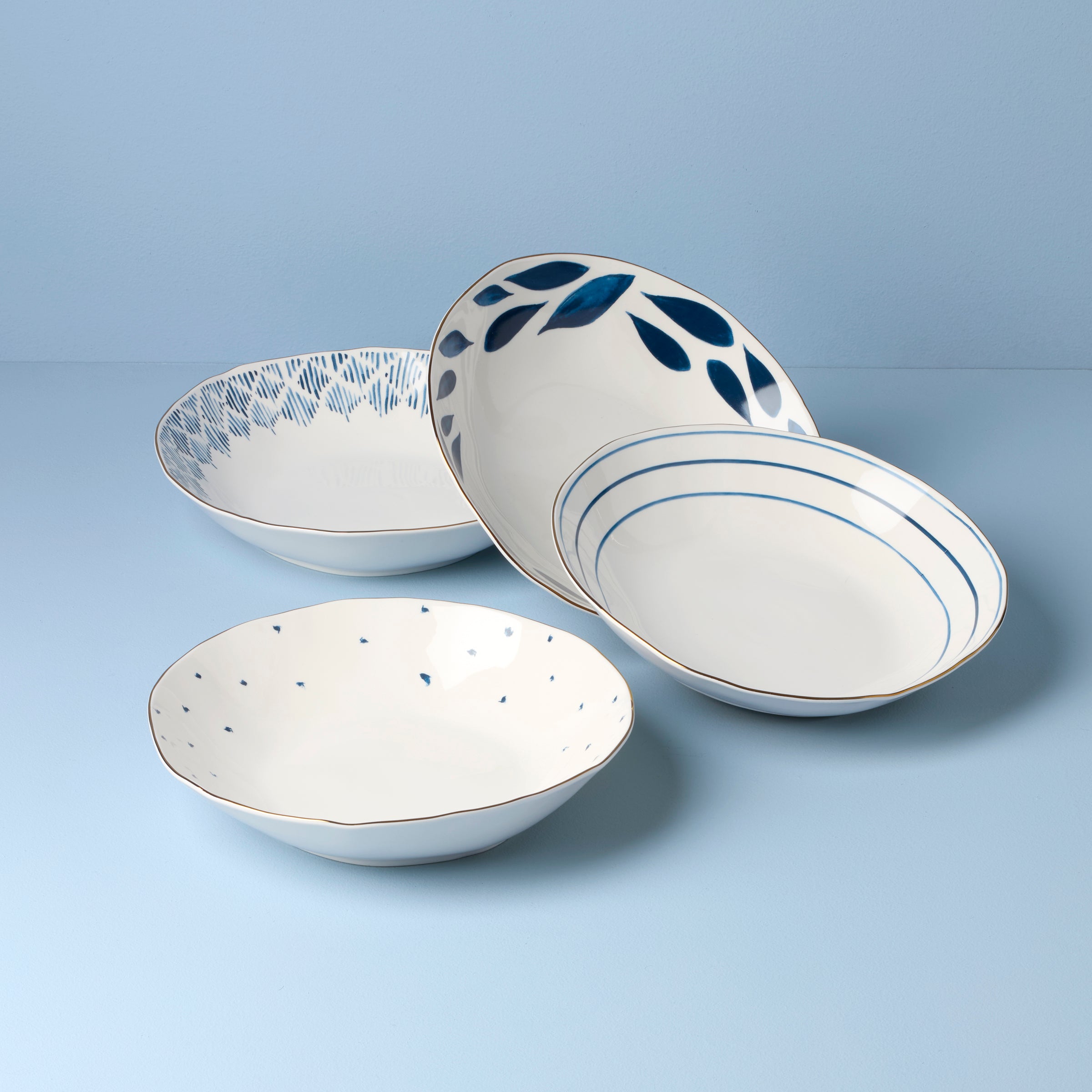 Blue Bay Dinner Bowls Set of 4 - Premium Porcelain Soup & Cereal Bowls for Home, Restaurant & Party Use