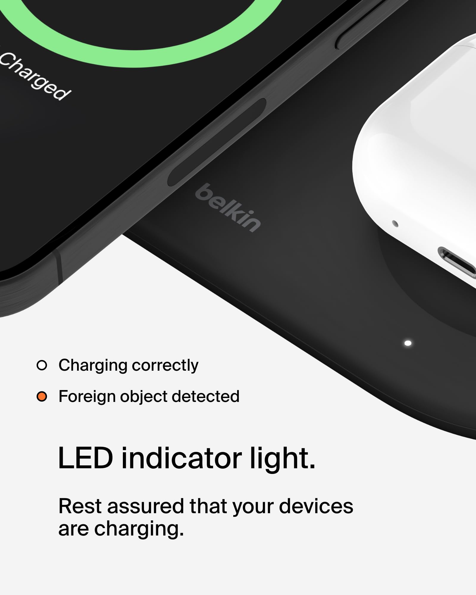 Belkin 3-in-1 MagSafe-Compatible Wireless Charging Pad with Qi2 15W Fast Charging - iPhone Charger Station for iPhone 16/15/14 Series, AirPods & Apple Watch - Perfect for Home, Office & Travel - Black