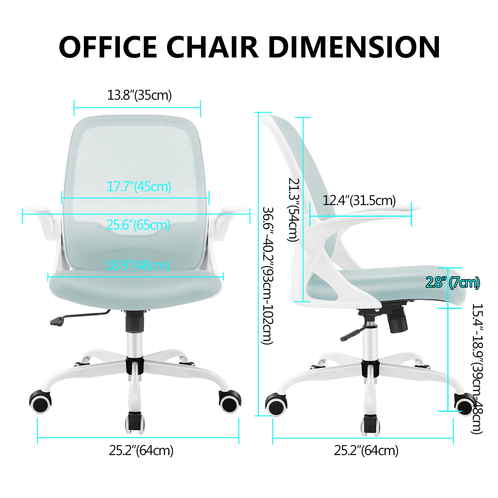 KERDOM Ergonomic Office Chair - Breathable Mesh Computer Desk Chair with Adjustable Height & Flip-Up Armrests - Comfortable Swivel Task Chair for Home Office, Gaming & Workspace