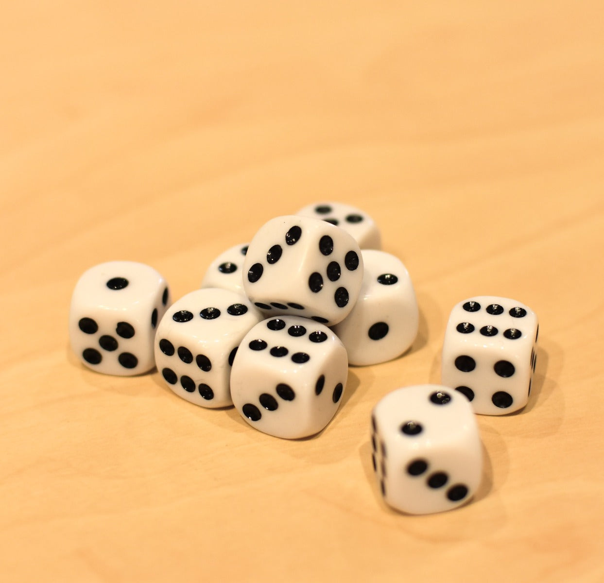 16mm White Dice with 6 Dots - Perfect for Board Games, Casino Nights, and Tabletop Gaming Accessories