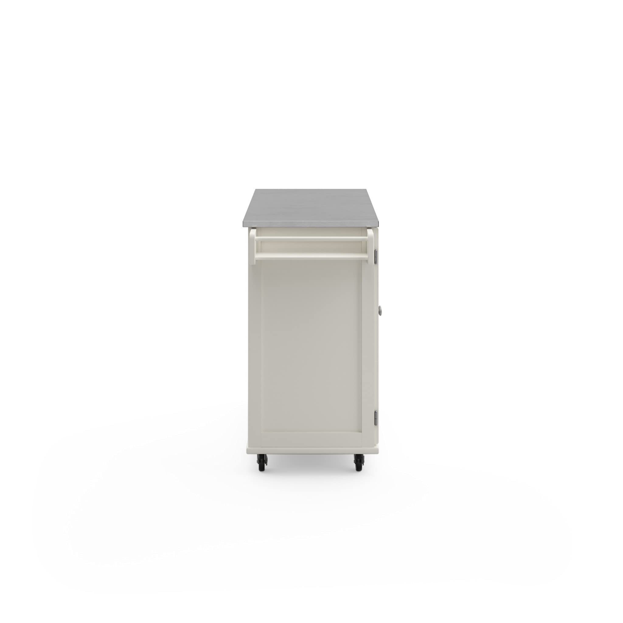Homestyles Dolly Madison 54-Inch Rolling Kitchen Island with Storage & Towel Rack - Mobile Kitchen Cart for Small Spaces, Off White - Perfect for Apartments, Dorms & Compact Kitchens