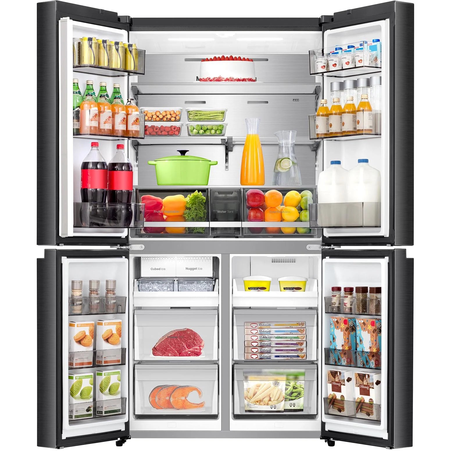 Hisense HRCD640TBW 640L French Door Refrigerator - Dark Stainless Steel - Energy Efficient - 3 Year Warranty - Perfect for Large Families & Open Kitchen Designs