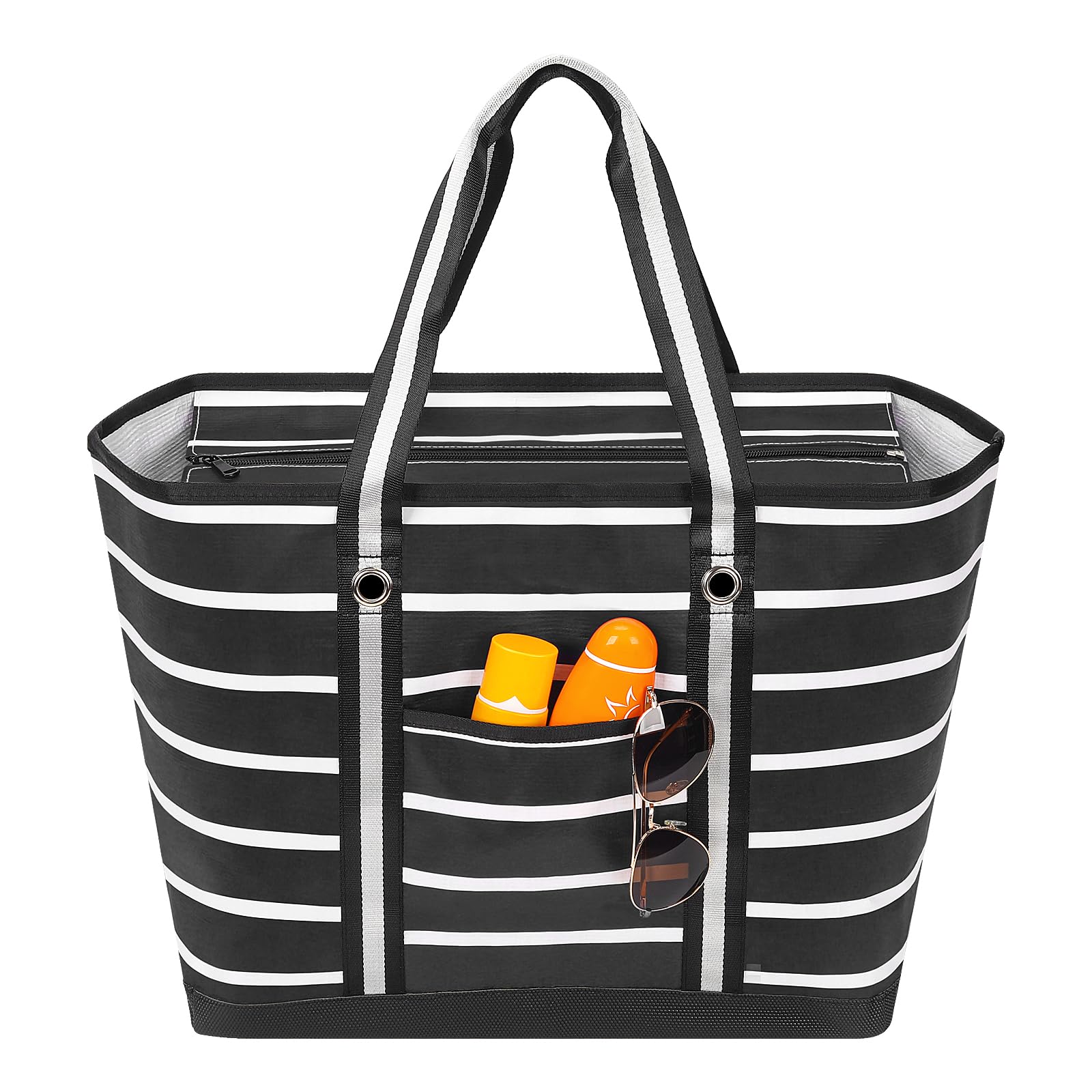 Waterproof Beach Bag for Women - Large Zippered Gym Tote with Multiple Pockets - Perfect for Pool, Travel, Gym & Weekender Trips