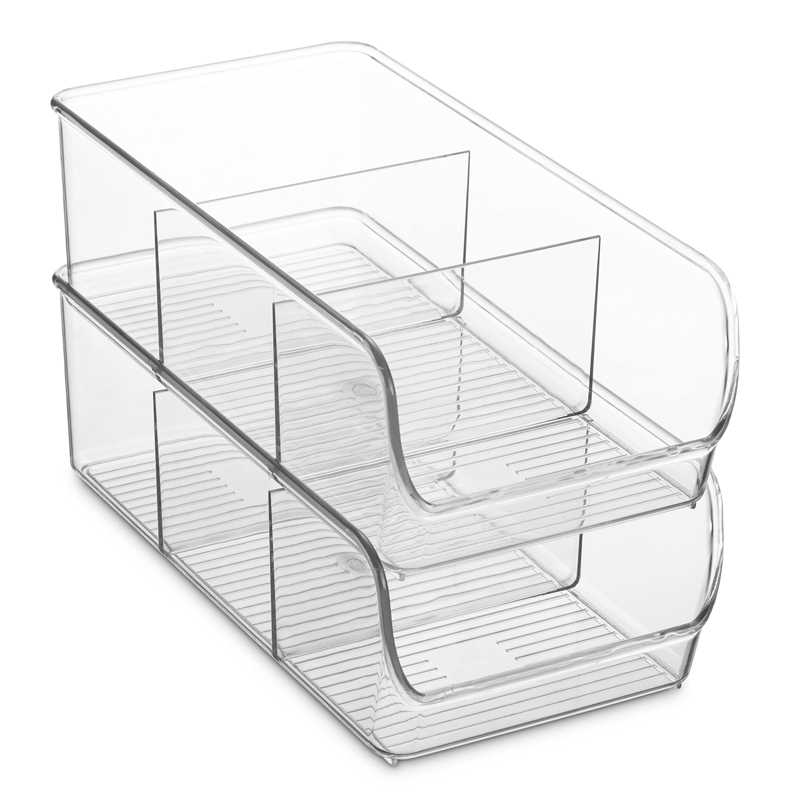 4-Piece Clear Plastic Food Storage Organizer Set - 3-Compartment Kitchen & Pantry Organizers for Spices, Snacks, Sauce Packets | Space-Saving Fridge & Cabinet Storage Solution for Home & Restaurant Use
