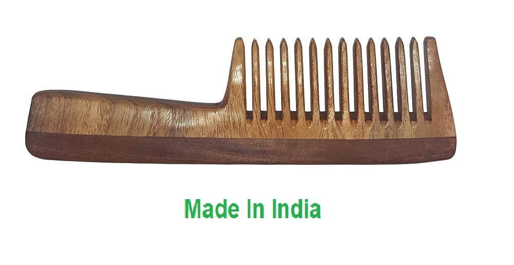 KAVIN Handmade Neem Wood Comb for Kids & Adults - Natural Hair Growth & Dandruff Control - Pack of 1 (M11) - Perfect for Daily Hair Care & Scalp Massage
