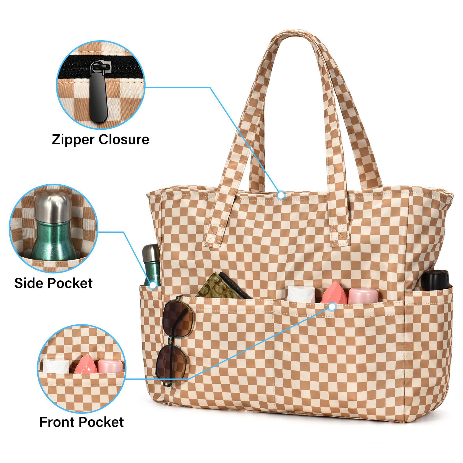 OSCAURT Large Waterproof Beach Tote Bag for Women - Sandproof Swim Pool Bag with Zipper - Perfect for Travel, Vacation & Summer Essentials (Ideal for Beach Trips, Pool Parties & Water Activities)