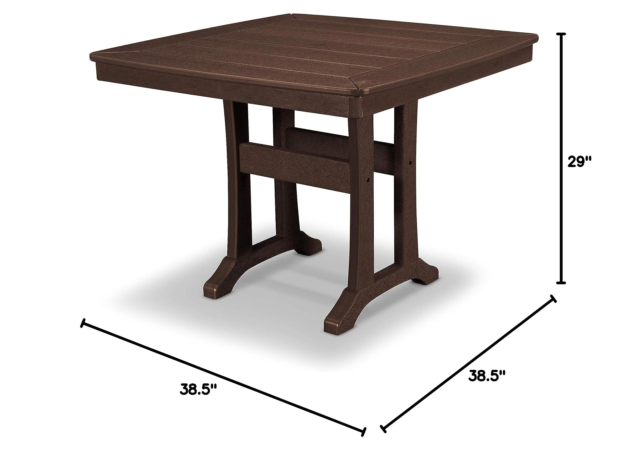 POLYWOOD® Mahogany Dining Table - Durable Outdoor Furniture for Patio, Garden, and Poolside Dining