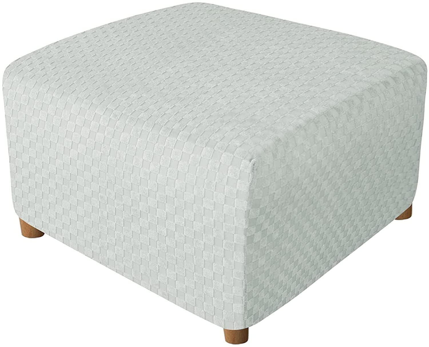 Stretch Square Ottoman Slipcover - Elastic Bottom Storage Stool Cover, Folding Footstool Protector for Living Room, Bedroom, and Office (Color: Gray)