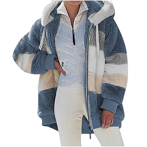 Women's Fleece Jacket - Soft Fluffy Winter Coat with Long Sleeves, Zip Up Hooded Outerwear for Warmth | Perfect for Outdoor Activities, Hiking, and Cold Weather Fashion