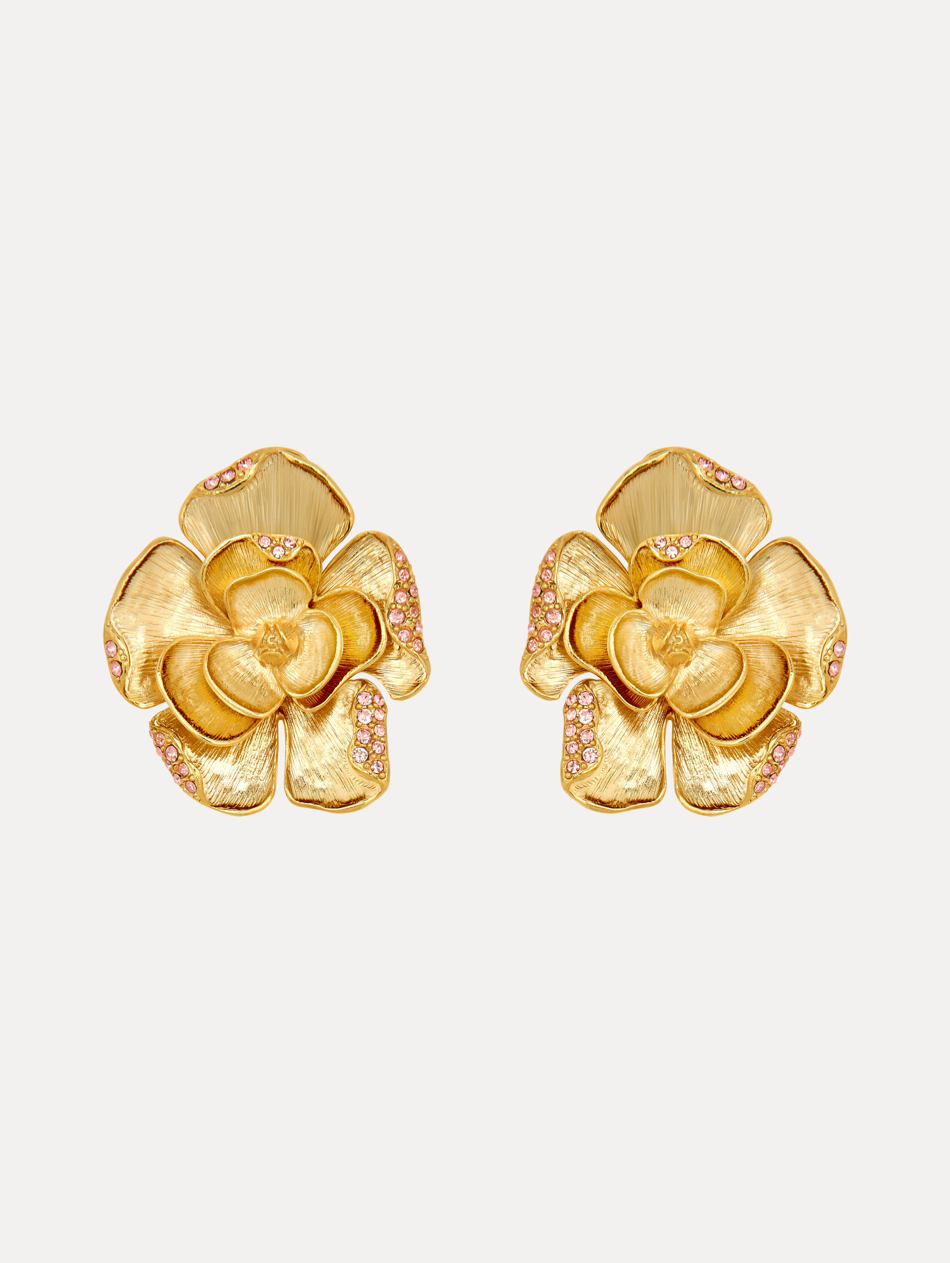 Large Pavé Rose Clip On Earrings for Women - Sparkling Crystal Bridal Jewelry Gift for Wedding, Party & Special Occasions