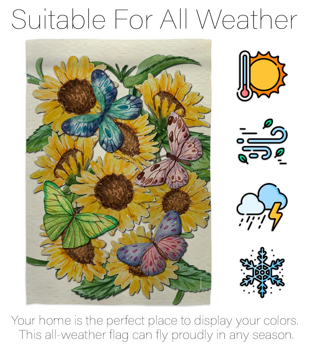Sunflower Butterfly House Flag Set 28x40