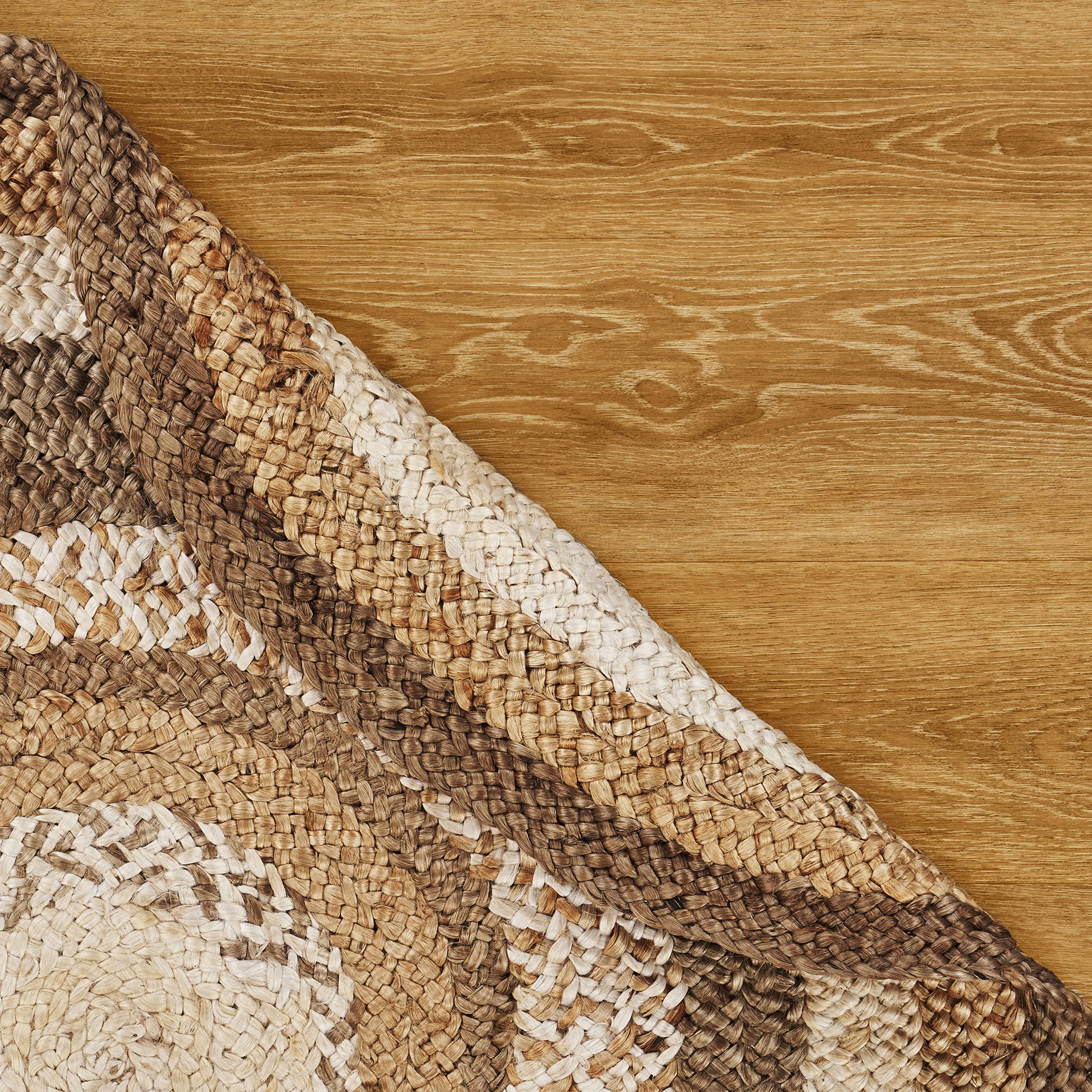 LR Home Natural Jute 6' Round Braided Area Rug - Bohemian Farmhouse Style Indoor Floor Carpet for Living Room, Bedroom, Playroom Decor | Eco-Friendly Jute Fiber | Perfect for Cozy Home, Airbnb & Boho Chic Spaces