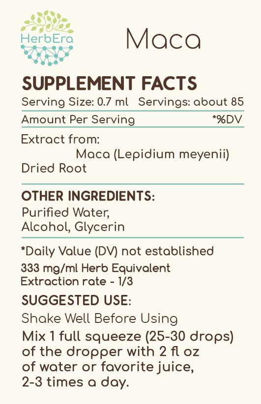 Premium Maca A60 Alcohol Herbal Extract Tincture - Super-Concentrated Lepidium Meyenii Root (2 fl oz) | Natural Energy Booster for Workout, Stress Relief & Libido Support
