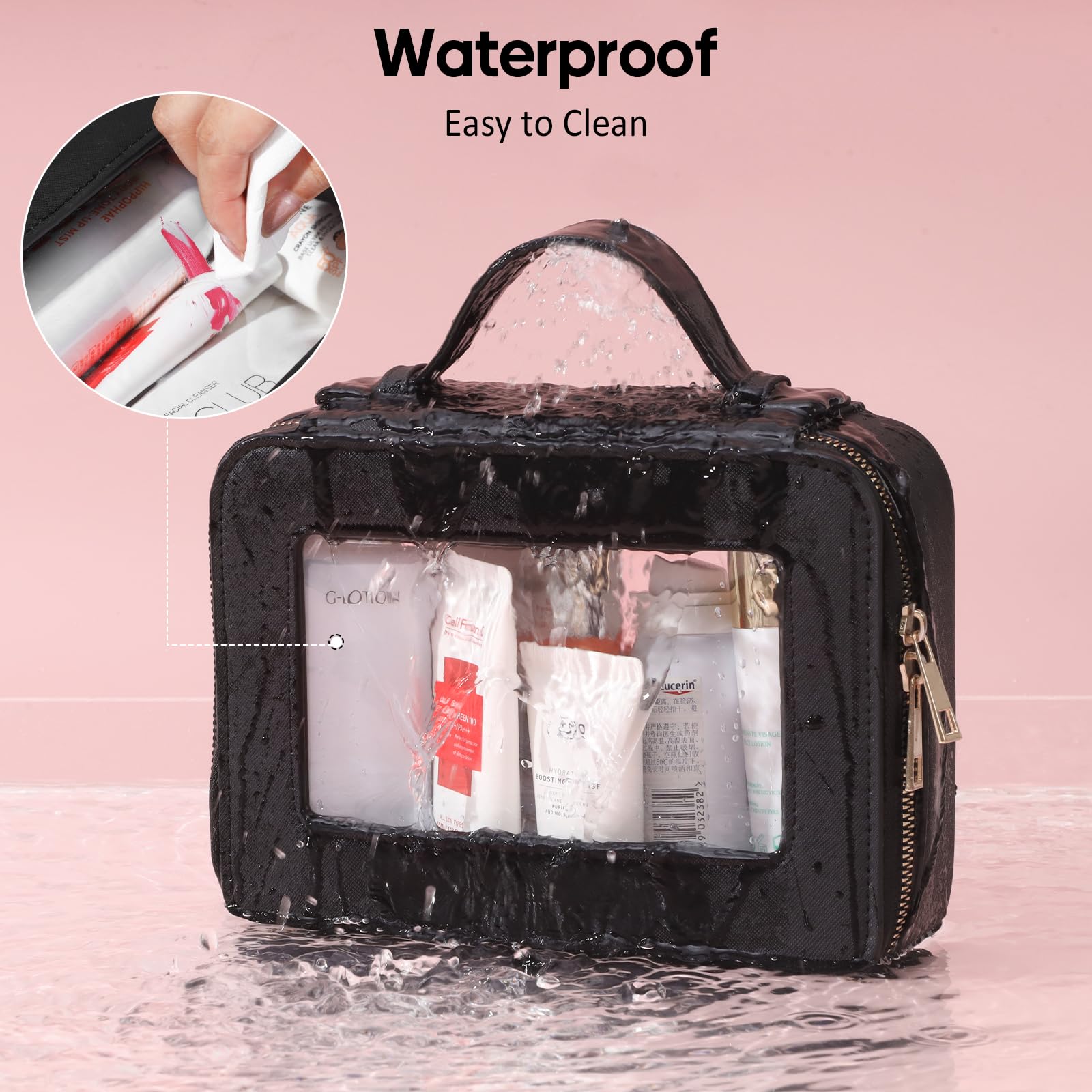 Clear Makeup Bag for Women - Waterproof Travel Toiletry Organizer with Zipper | TSA Approved Cosmetic Case | Perfect Gift for Her | Great for Air Travel, Gym & Daily Essentials Storage