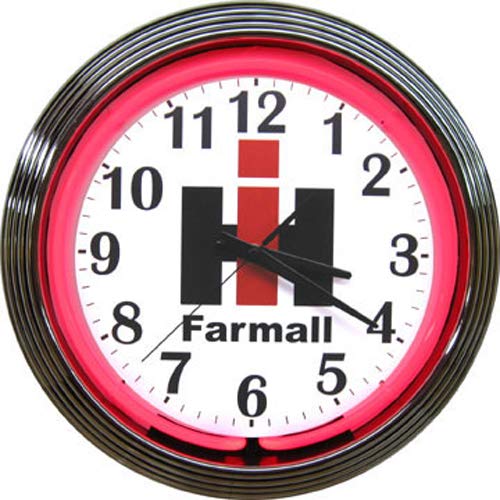 Vintage IH Farmall Neon Clock - Retro Tractor Decor for Man Cave, Garage, or Bar - Unique Gift for Farmers & Tractor Enthusiasts
