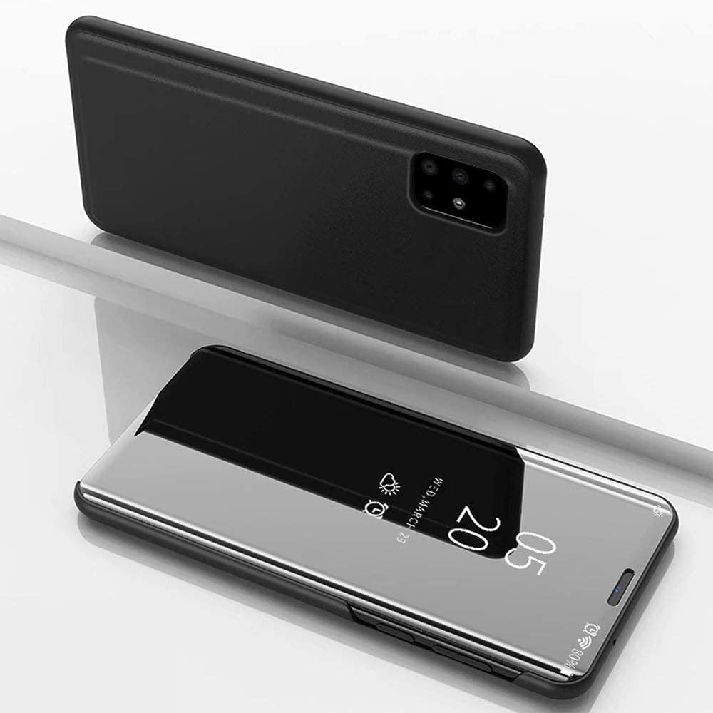 Premium Flip Mirror Phone Case for iPhone 11 with Stand Function - Shockproof PC/PU Translucent Protective Cover (Black) - Perfect for Hands-Free Viewing, Selfies & Daily Protection