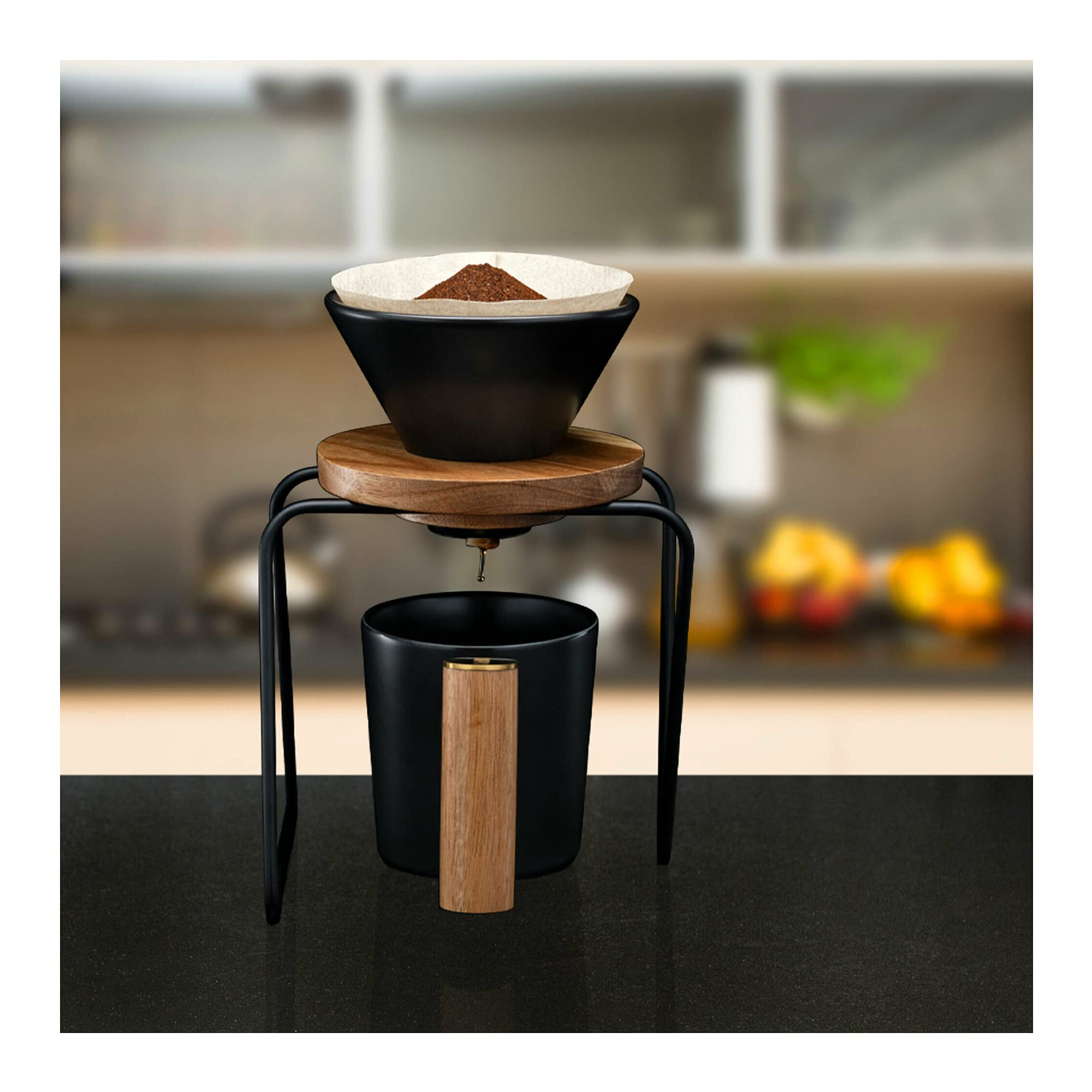 **ChefWave Single Serve Pour Over Coffee Maker Set with Mug - BPA Free, Compatible with No. 2 & V60 Filters, 2-Way Drip Coffee Brewer for Home, Office & Travel - Perfect for Coffee Enthusiasts**