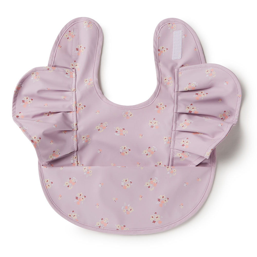 Snuggle Hunny Waterproof Frill Baby Bib - Soft & Absorbent for Messy Feedings - Lilac Bloom - Perfect for Infants & Toddlers at Home or On-the-Go