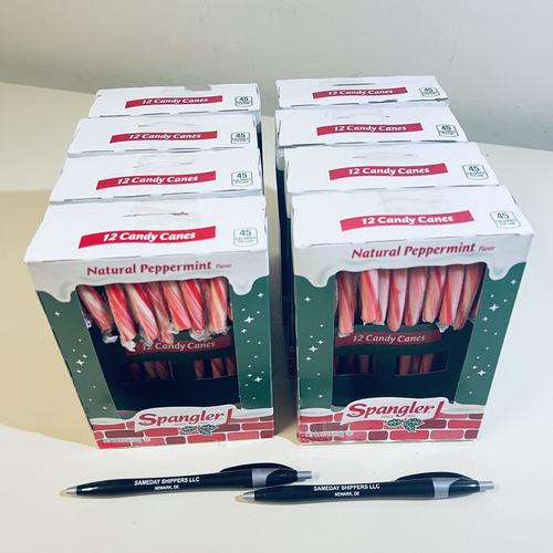 96 Individually Wrapped Spangler Peppermint Candy Canes - Bulk Holiday Candy for Christmas Stockings, Party Favors & Office Treats (Some Broken Pieces Included)