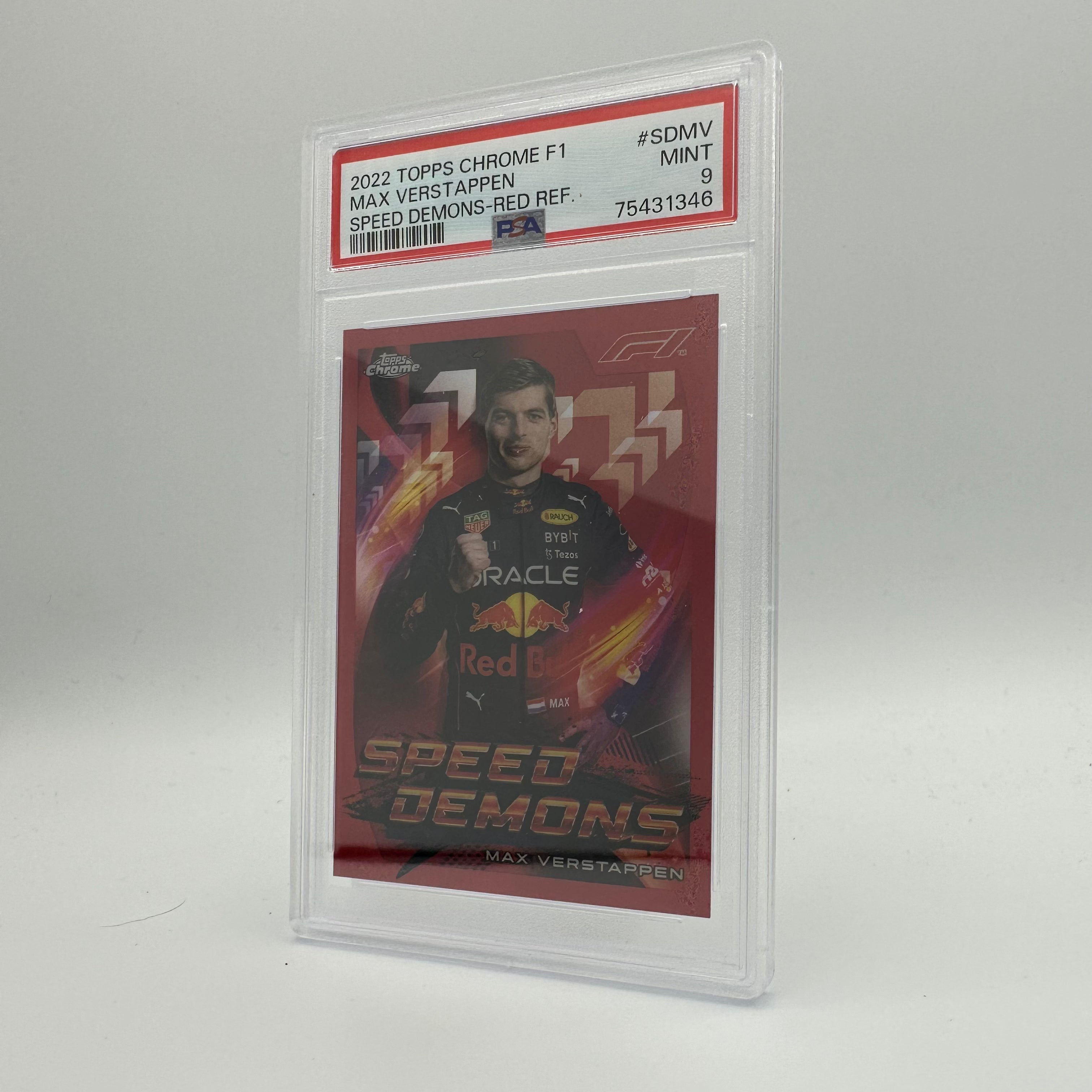PSA 9 1/5 Max Verstappen #SDMV Speed Demons Red Refractor Trading Card - Rare Collectible for F1 Fans & Sports Memorabilia Enthusiasts