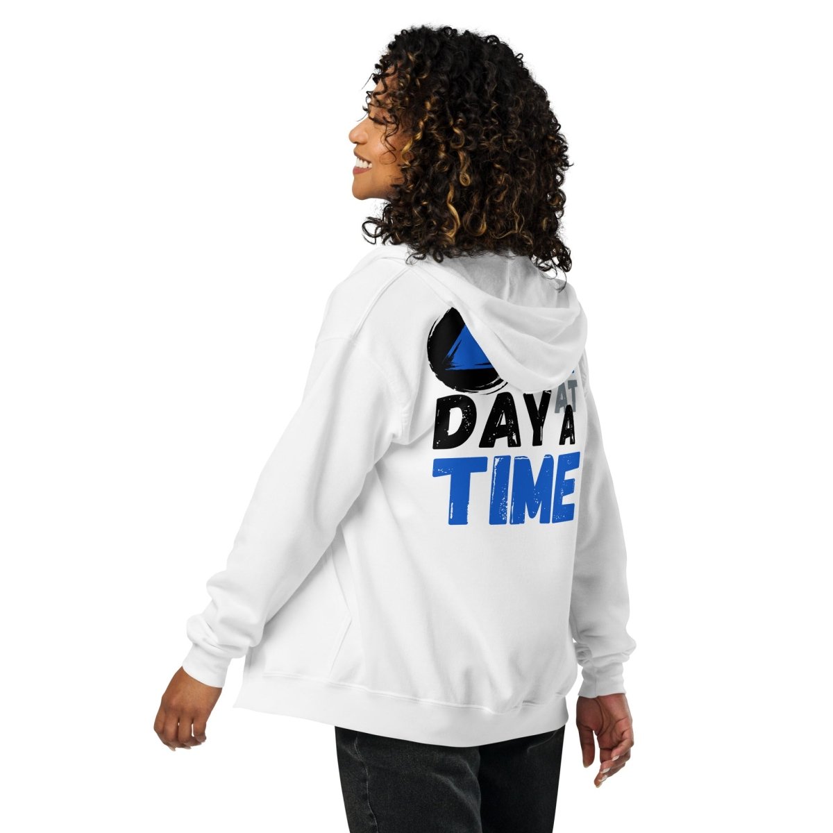 One Day at a Time Sobriety Symbol Unisex Heavy Blend Zip Hoodie - Motivational Recovery Apparel for AA Meetings & Sober Living