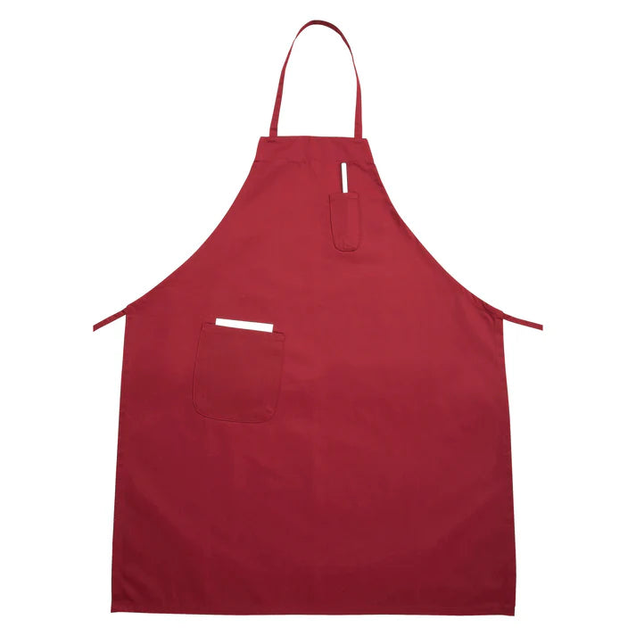 Winco Full Length Bib Apron with Pockets - Red - Durable Kitchen & BBQ Apron for Cooking, Grilling & Serving - Perfect for Chefs, Waiters & Home Cooks