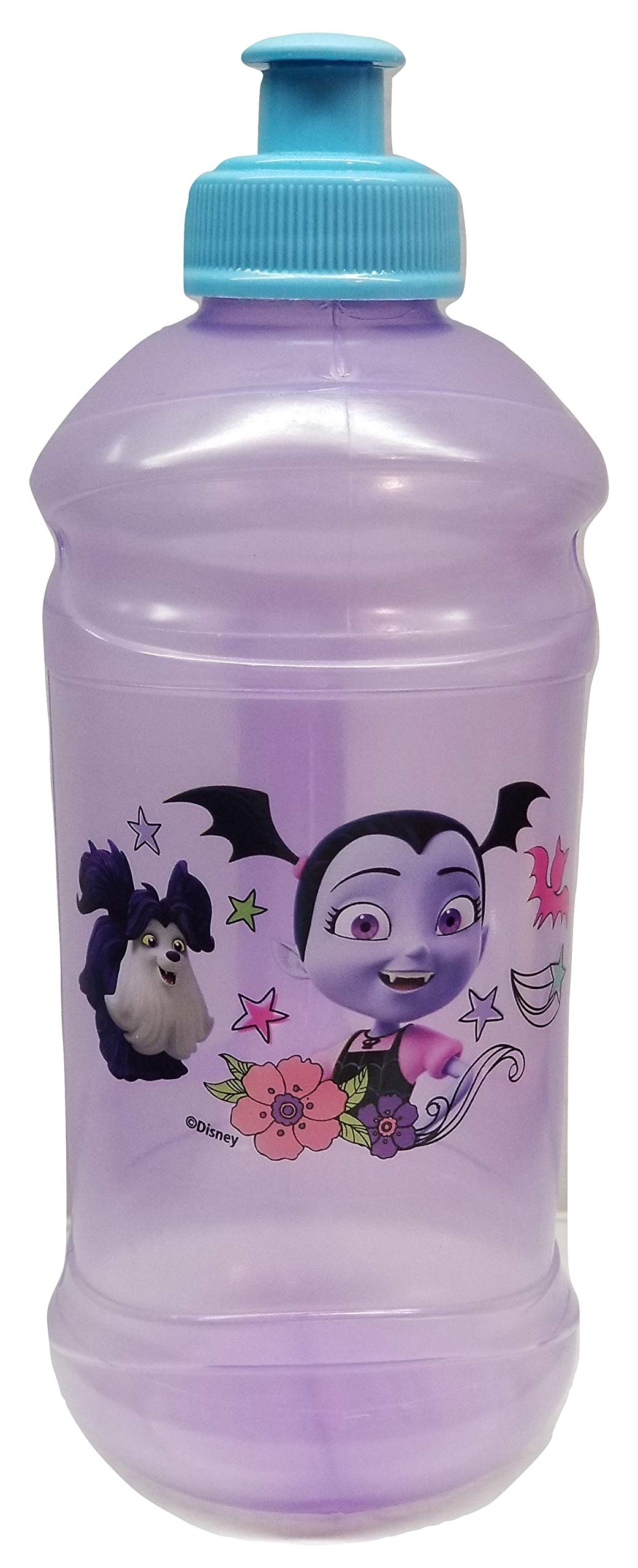 Vampirina Themed 15.5oz Purple & Blue Water Bottle with Pull Top Lid - Perfect for Kids School, Outdoor Activities & Disney Themed Parties