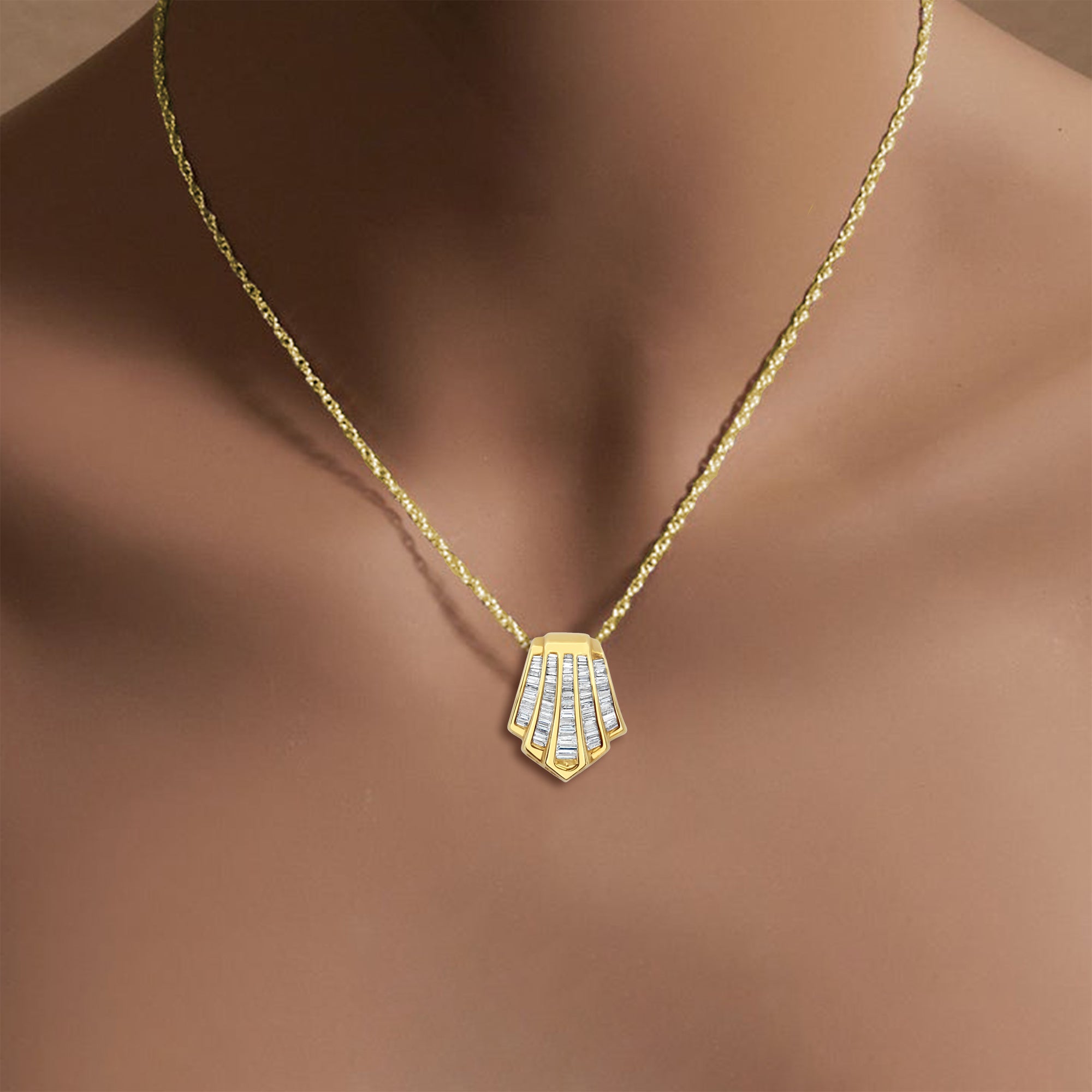1 Carat Baguette Diamond Pendant Necklace for Women - 14K White Gold Elegant Jewelry Gift for Anniversary, Wedding & Special Occasions