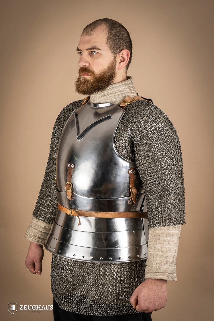 14th Century Italian Cuirass - 1.6mm Polished Steel Medieval Armor for LARP, Cosplay & Historical Reenactment