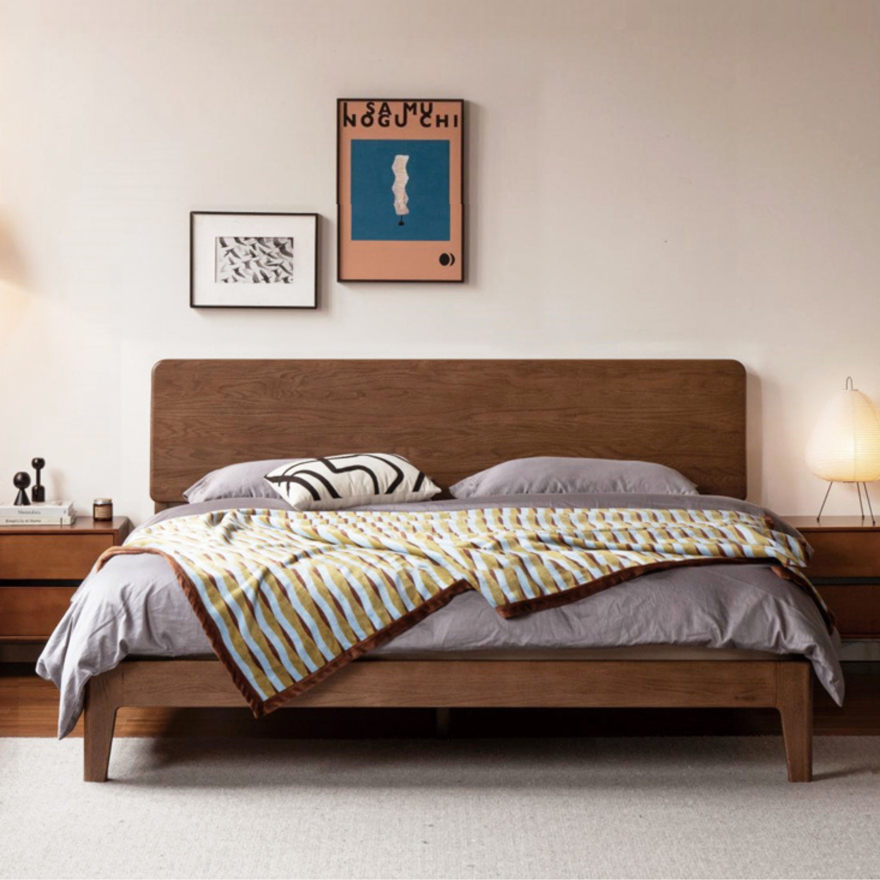Solid Oak Wood High Back King Size Bed Frame - Sturdy & Elegant for Master Bedroom, Guest Room, or Luxury Hotel Decor
