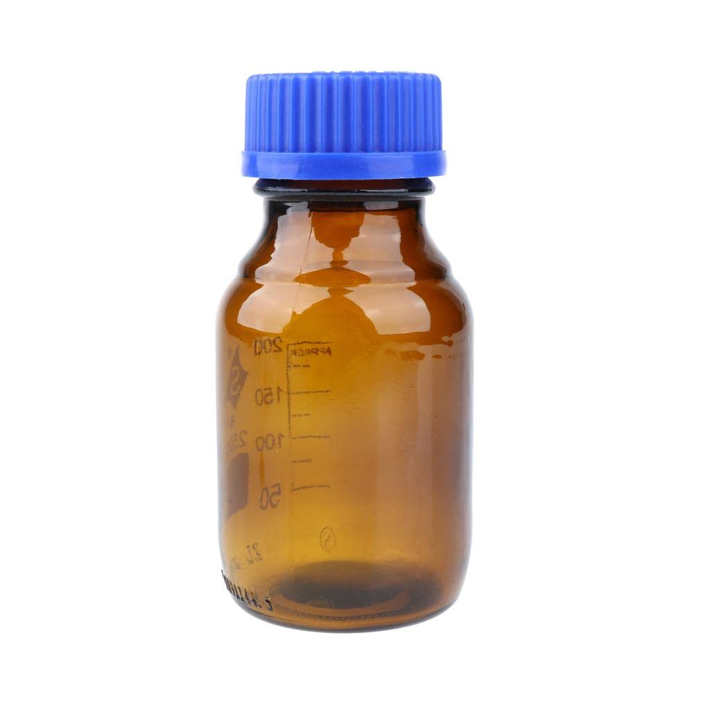 SAZ DEKOR 250ml Graduated Round Glass Reagent Bottle with Measurement Scale & Screw Cap - Ideal for Lab Experiments, Chemical Storage & DIY Science Projects