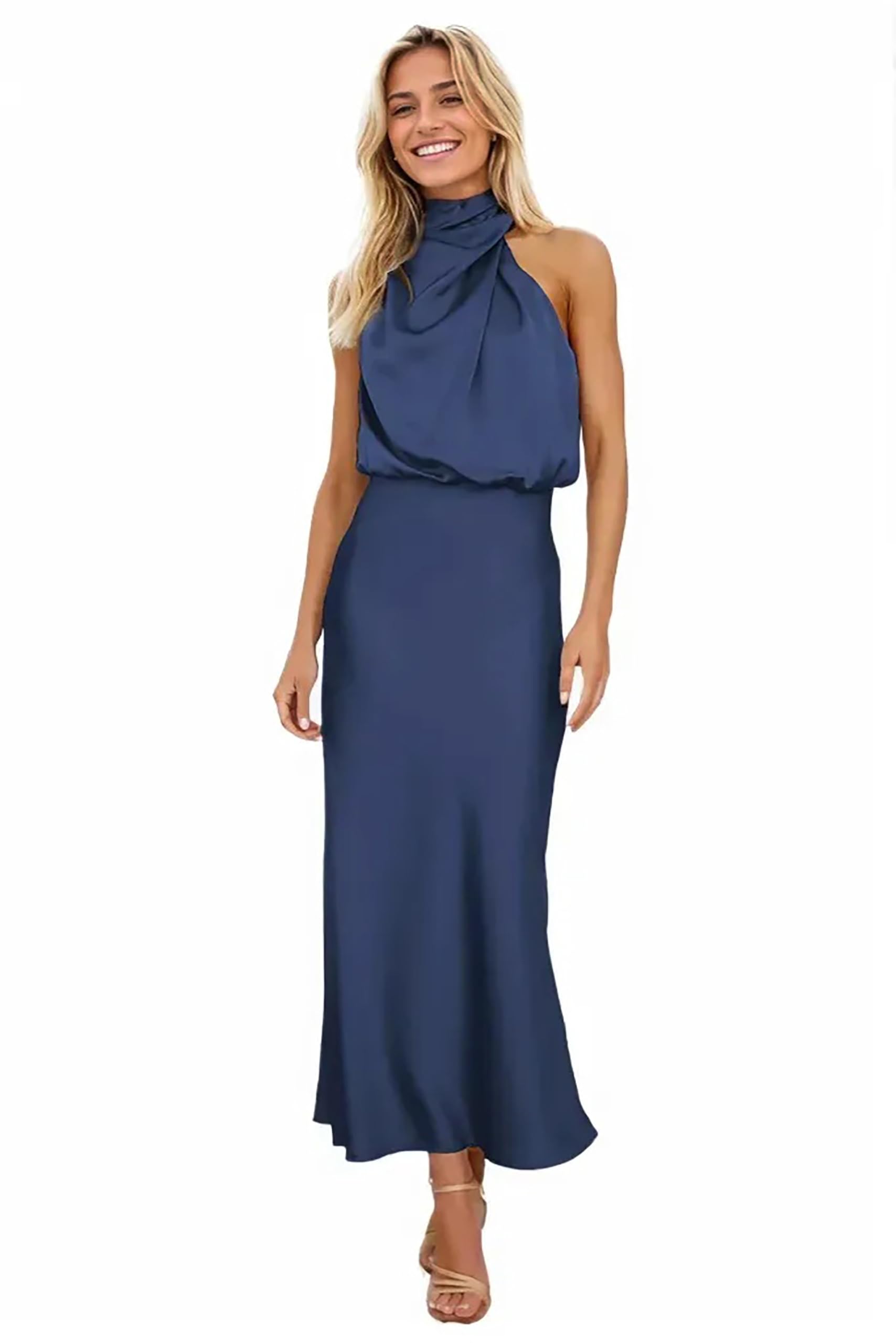 Alidamo Women's Satin Summer Formal Dress - Sleeveless Wedding Guest Cocktail Party Dress for Date Night & Special Occasions | Elegant Evening Wear for Bridal Showers, Galas & Formal Events