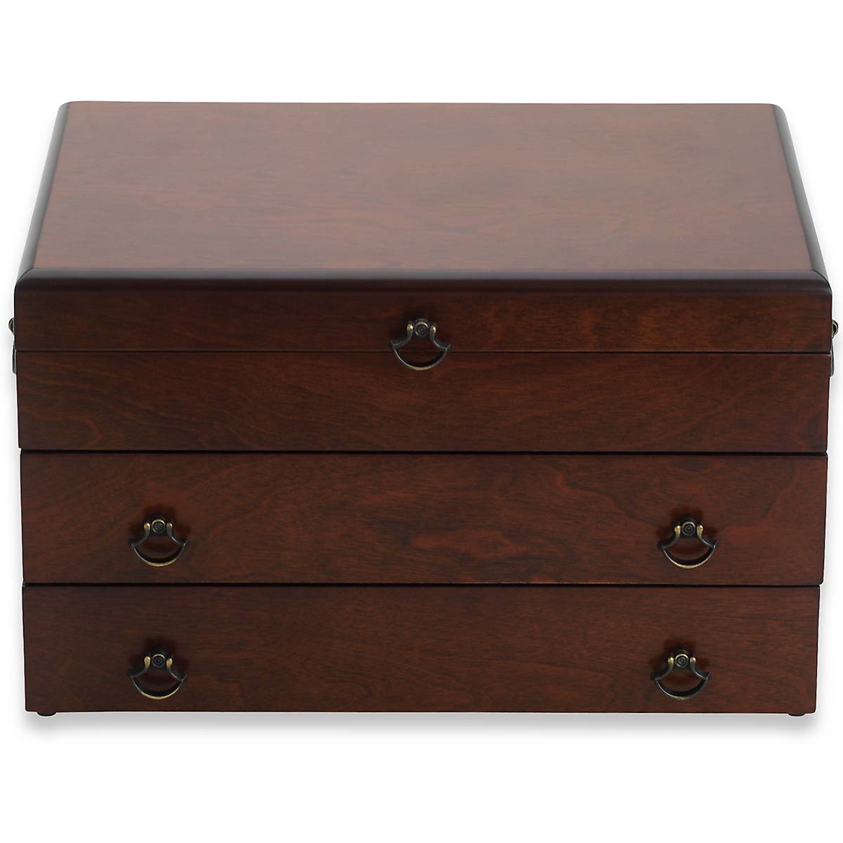 Bristol Grande Mahogany Brown Flatware Chest - Elegant Silverware Storage Box for Dining Room, Wedding Gift, and Home Decor
