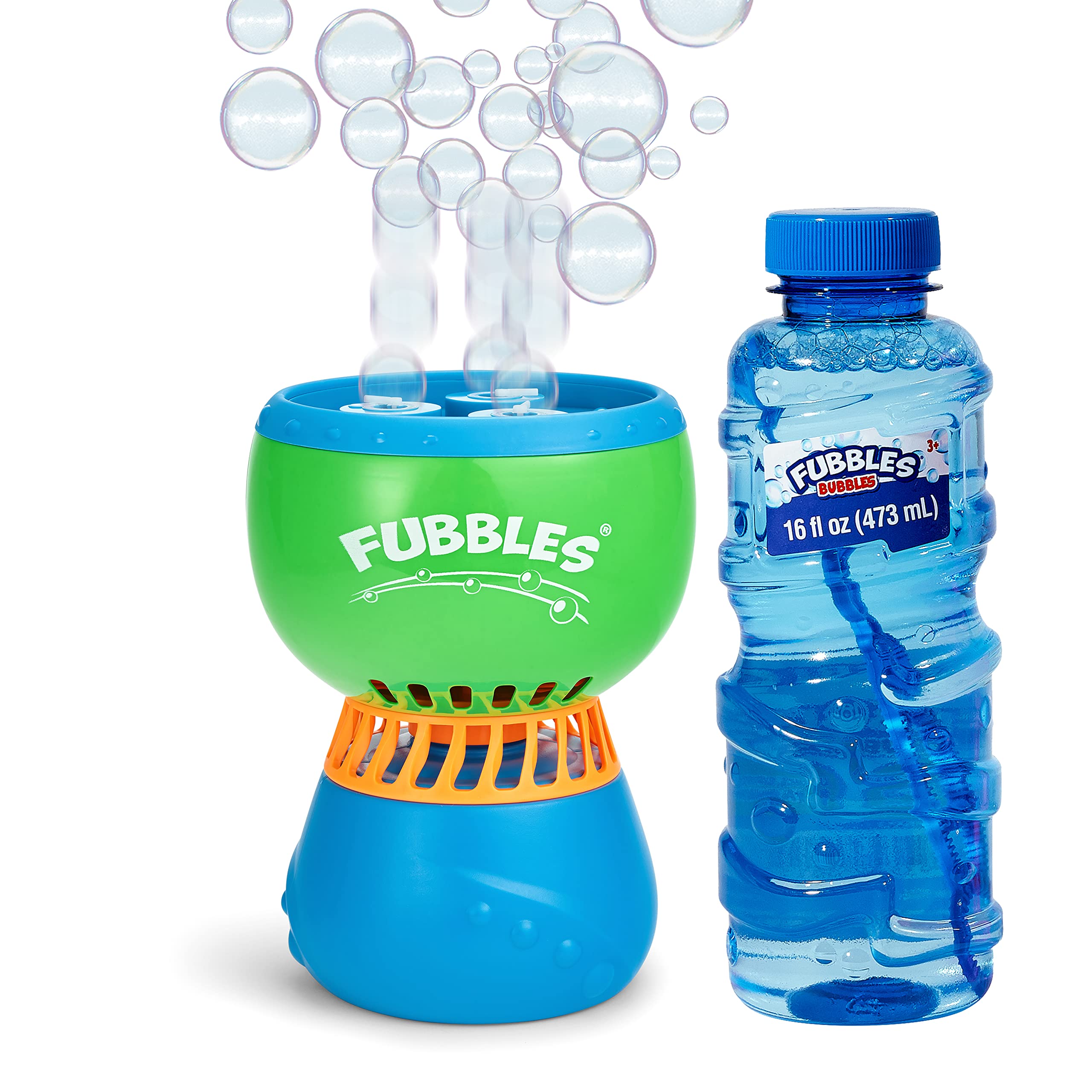 FUBBLES NO Spill Funfiniti Bubble Machine - 1 Hour Non Stop Bubbles with 36oz Non Toxic Refill Solution | Amazon Exclusive Kids Toy for Outdoor Parties, Birthday Celebrations & Backyard Fun (Bubble Solution Colors May Vary)