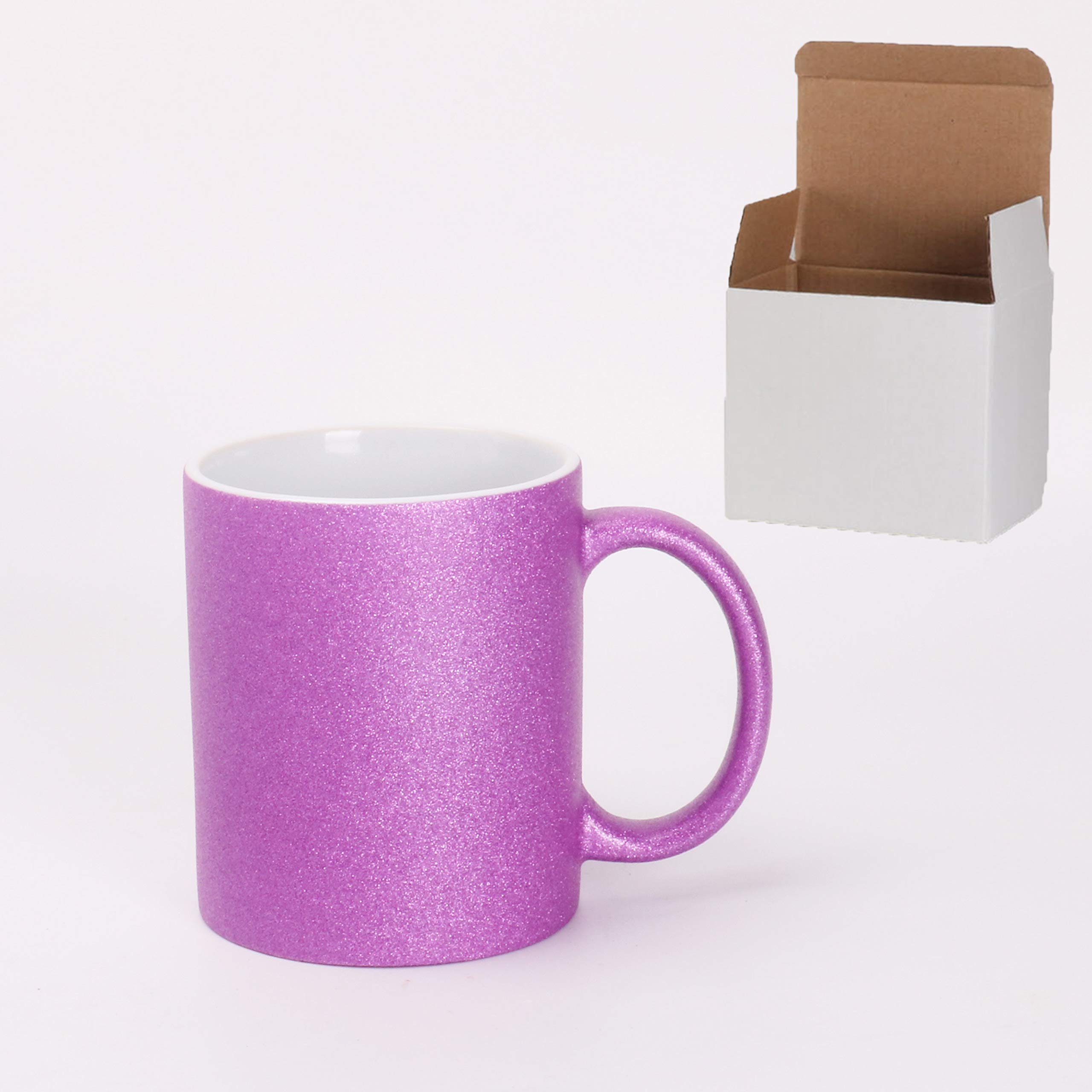 Premium 11oz Ceramic Sublimation Coffee Mug - 6 Glitter Colors (Pack of 36) - White Box Packaging - Perfect for Custom Printing, Gifts & Office Use