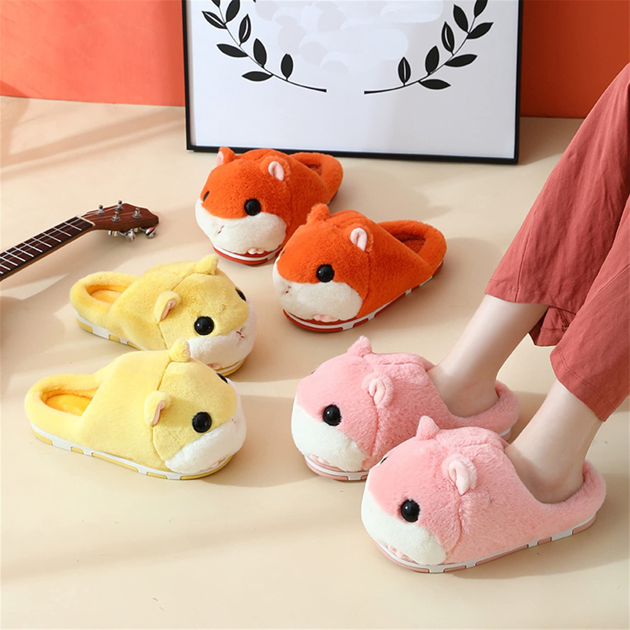 LANFIRE Women's Cute Hamster Slippers - Cozy Fuzzy Animal House Shoes, Soft Plush Winter Warm Slippers for Indoor Comfort - Perfect for Lounging at Home, Gift Giving & Cold Weather Wear
