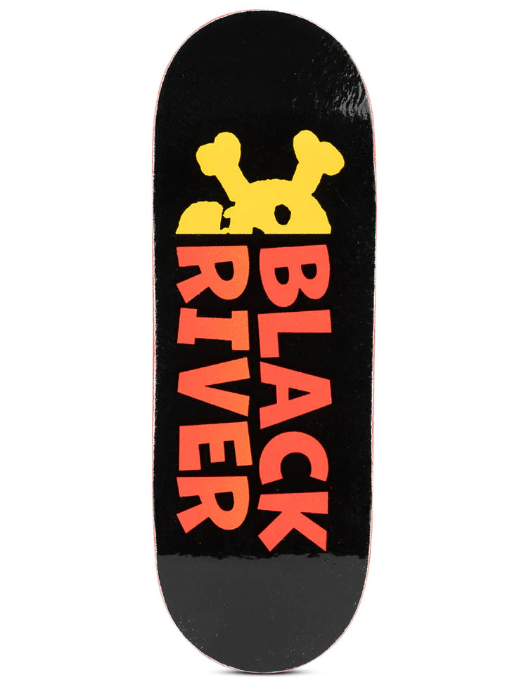 Blackriver Fingerboard Deck with RiverLabel Letters - Premium Mini Skateboard for Finger Tricks & Collectibles - Perfect for Skateboarding Enthusiasts & Home Office Desk Fun