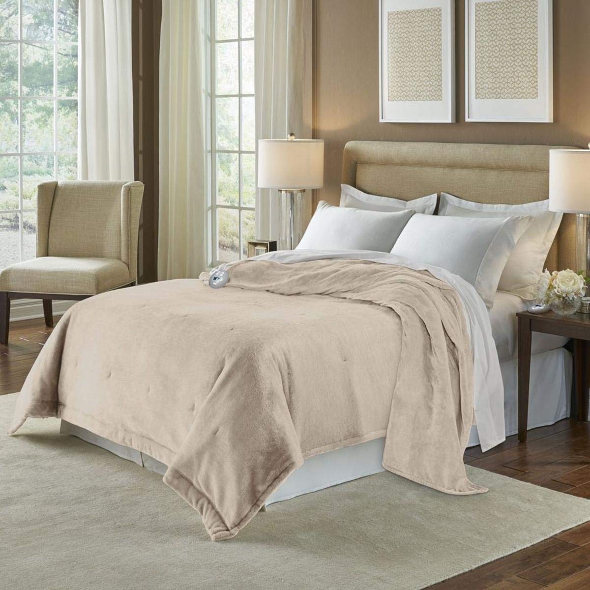 SoftHeat Electric Heated Blanket for Queen Size Bed - Ultra-Safe Low Voltage Warming Technology, Cozy Grey Fleece - Perfect for Cold Nights, Winter Comfort & Relaxation