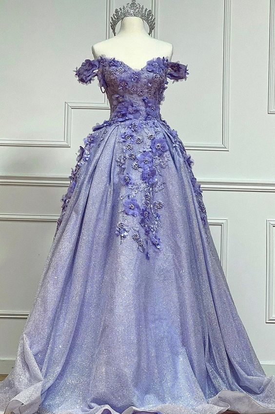 Light Purple Off-The-Shoulder Long Prom Dress - A-Line Formal Evening Gown for Homecoming, Wedding & Special Occasions | Elegant Ball Gown for Prom Night & Black Tie Events