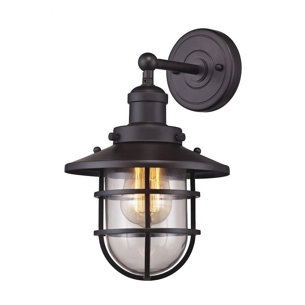 Elk Home Seaport 1-Light Wall Sconce - Oil Rubbed Bronze Finish with Clear Glass, Transitional Style Lighting for Bedroom, Hallway, or Entryway